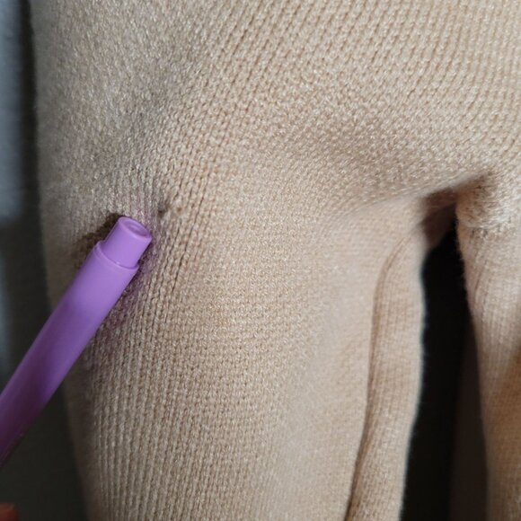 Clean Girl Neutral Closet Staple Beige Open Drape Front Knit Cardigan L XL - Picture 5 of 12